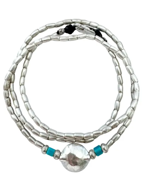 ocean inspired silver jewellery. Pure silver wrap bracelet minimal everyday style for a beach vibes look- water safe for everyday wear. 3 styles in 1