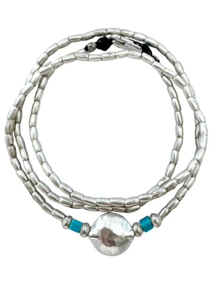 ocean inspired silver jewellery. Pure silver wrap bracelet minimal everyday style for a beach vibes look- water safe for everyday wear. 3 styles in 1