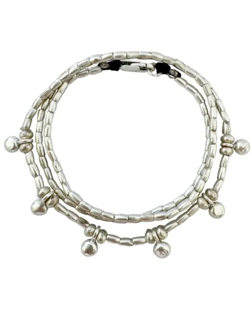 bohemian-style-sterling-silver-wrap-bracelet. Wear 3 ways - anklet, bracelet, necklace. water safe