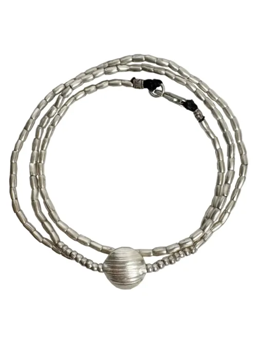 minimal style pure silver triple wrap bracelet. style it 3 ways. bracelet, anklet or necklace - water safe