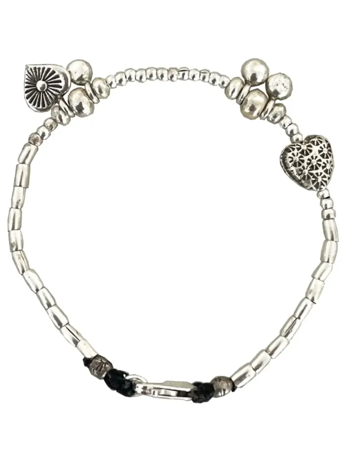 pure silver women's bracelet. heart and shell details - ocean safe. beach girl vibes