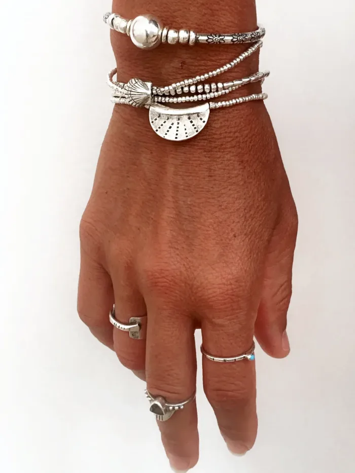 beach girl style silver jewellery perfect for bracelet stacks- ocean safe and tug proof - made for busy mums