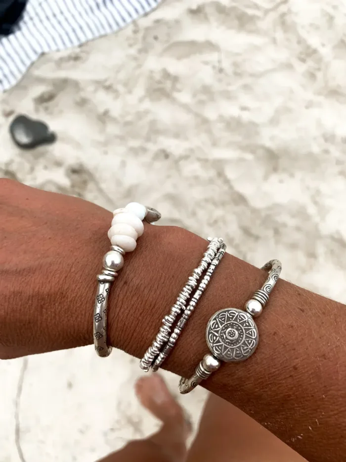 pure silver bracelet perfect two add texture to and beach bracelet stack. ocean safe