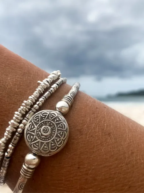 pure silver bracelet perfect two add texture to and beach bracelet stack. ocean safe