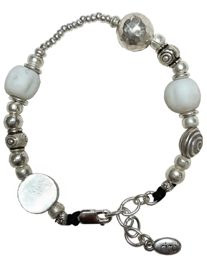 pure silver bracelet with rustic recycled glass. chunky style. the perfect addition to add texture to your bracelet stack. ocean safe silver jewelry