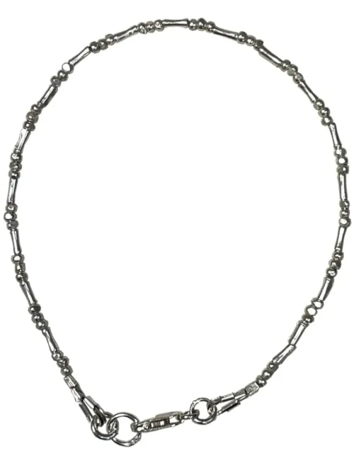 minimal dainty style pure silver bracelet. bamboo and nugget texture. sterling silver jewellery