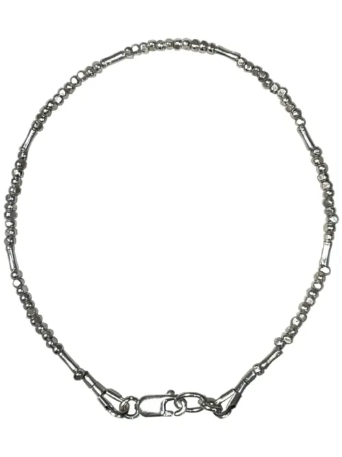 minimal dainty style pure silver bracelet. bamboo and nugget texture. sterling silver jewellery