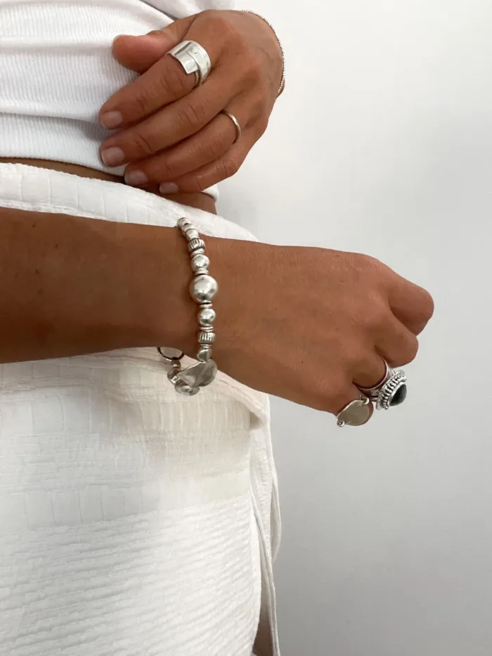 chunky pure silver bracelet - perfect for bracelet stack - women's bracelet - ocean safe