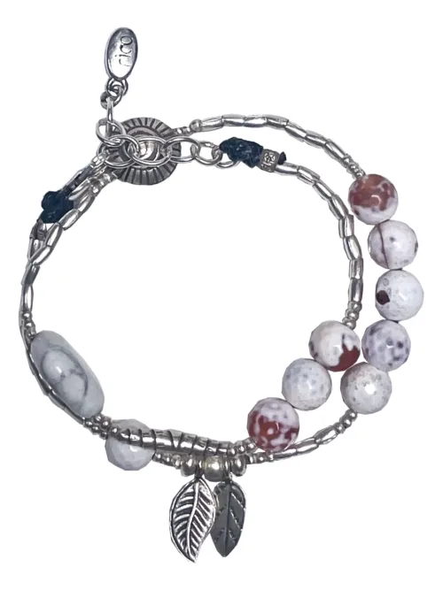 ocean inspired silver jewellery. Pure silver wrap bracelet with agate gemstone for a beach vibes look- water safe for everyday wear. double wrap bracelet
