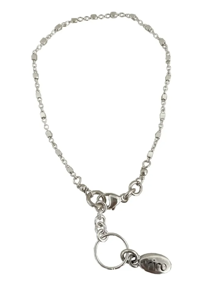 sterling silver dainty chain bracelet - cubed satellite chain - women's style