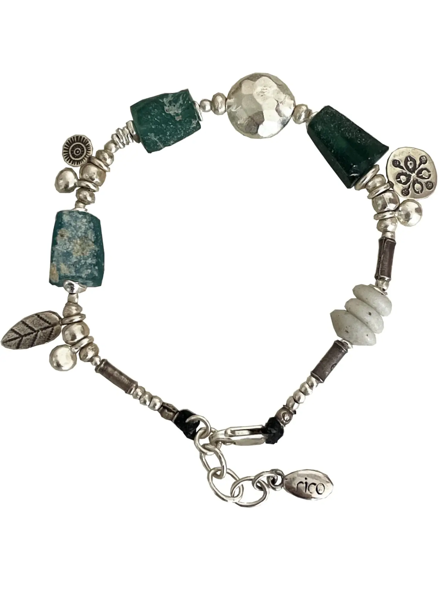 Handmade pure silver bracelet featuring ancient glass beads – ocean safe jewellery for everyday wear