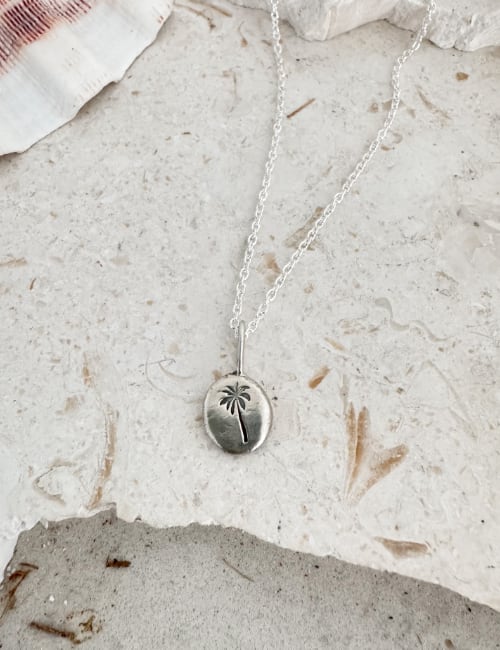 silver palm tree necklace