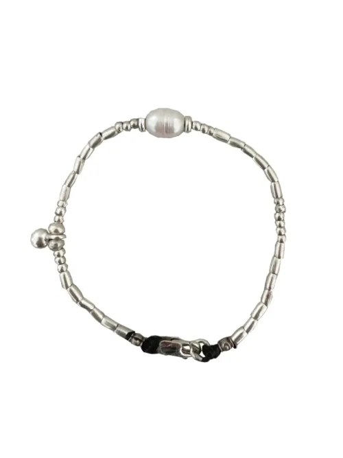 Handmade pure silver bracelet featuring freshwater pearl – ocean safe jewellery for everyday wear