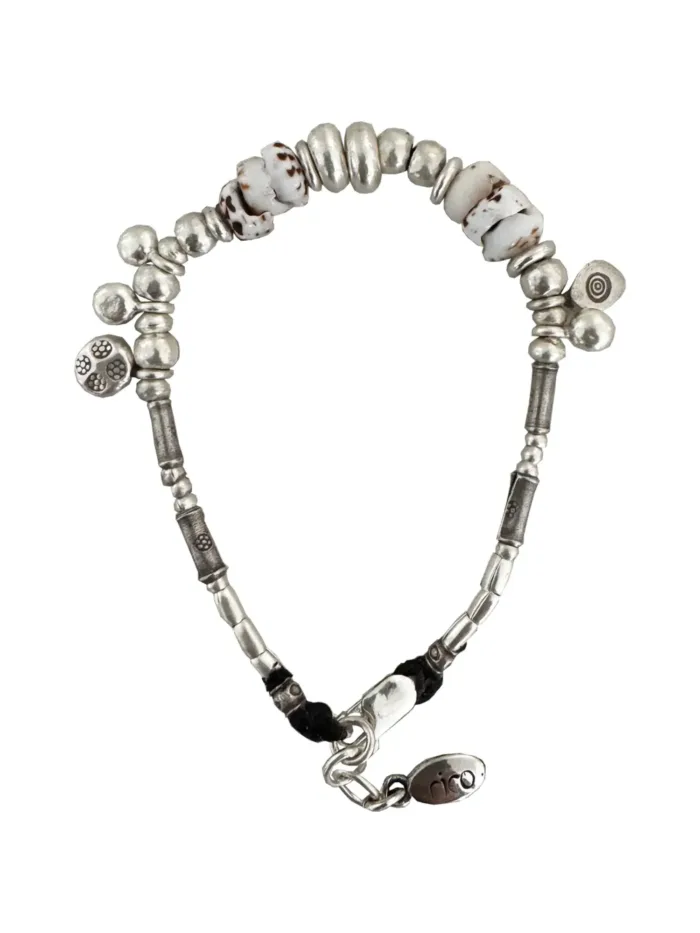 Handmade pure silver bracelet featuring tiger shell– ocean safe jewellery for everyday wear