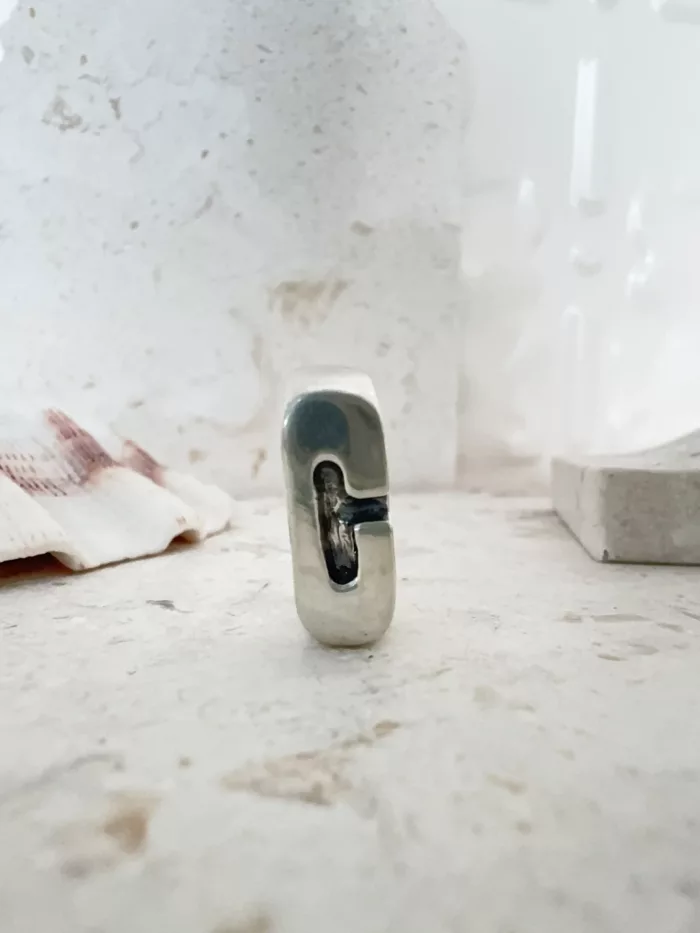 initial sterling silver signet ring C