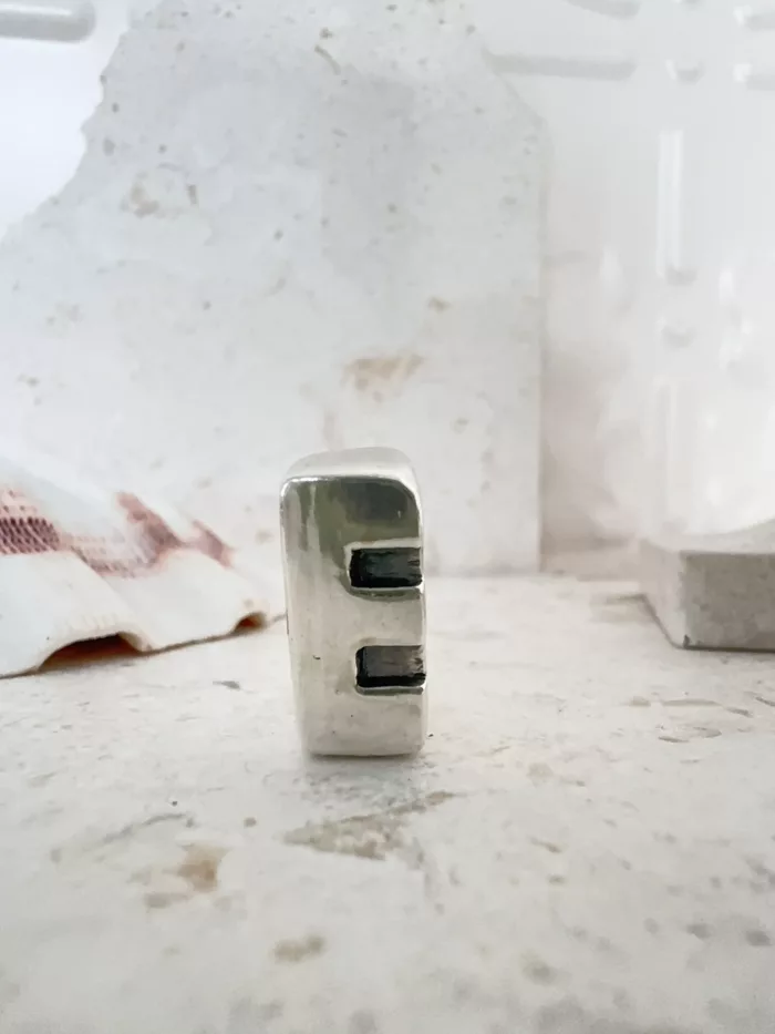 initial sterling silver signet ring E