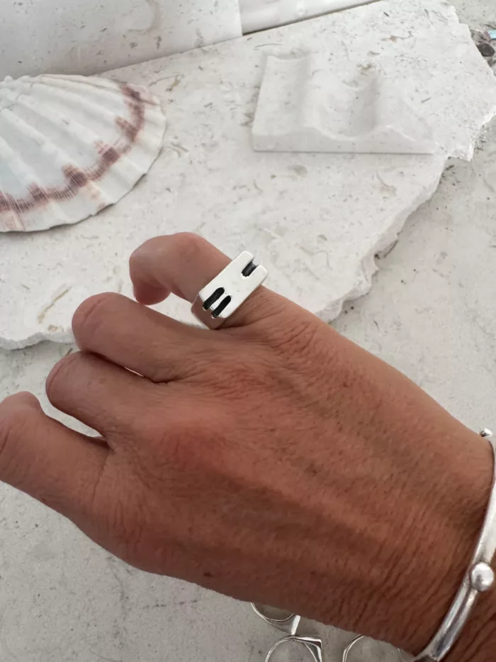 initial sterling silver signet ring M