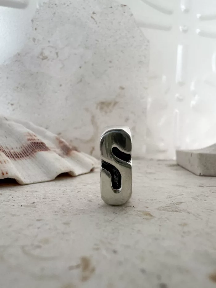 initial sterling silver signet ring S