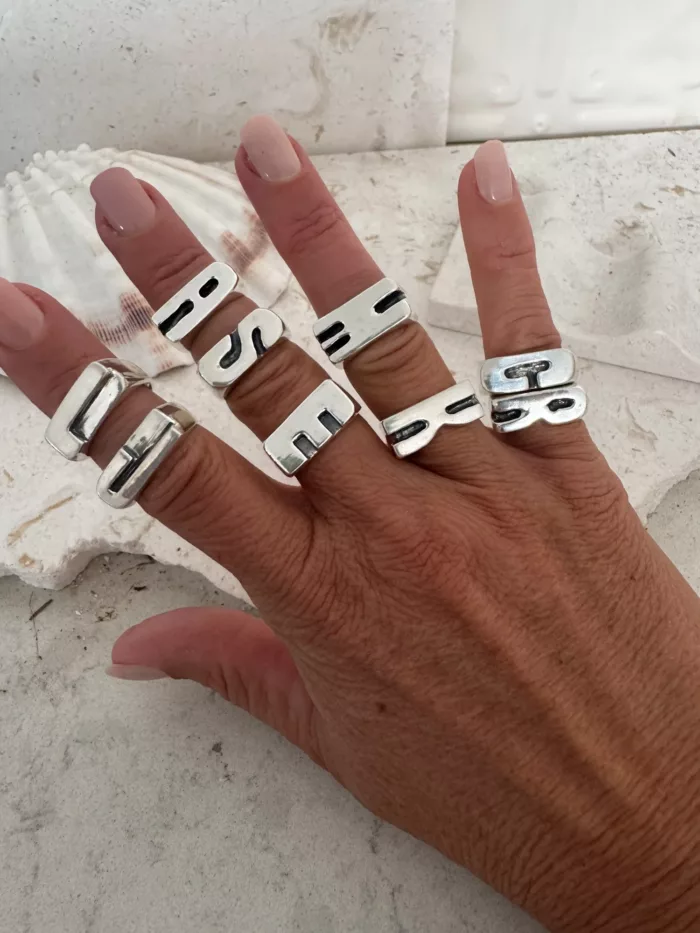 initial sterling silver signet ring