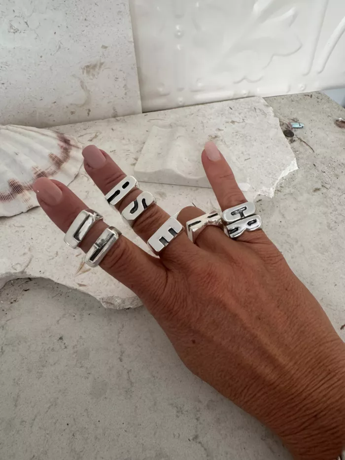 initial sterling silver signet ring
