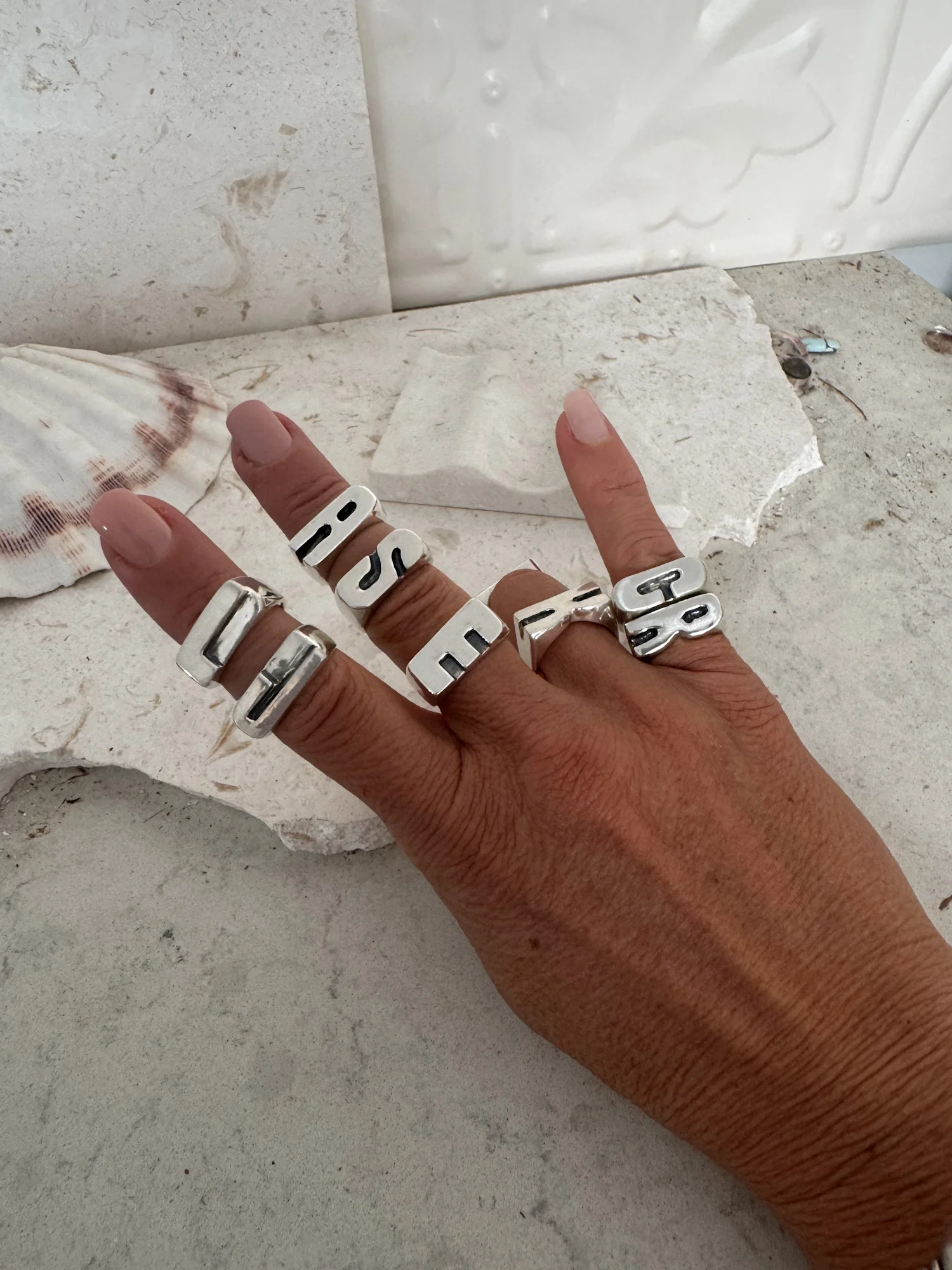 initial sterling silver signet ring