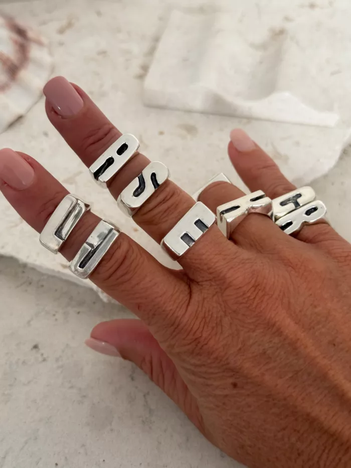 initial sterling silver signet ring