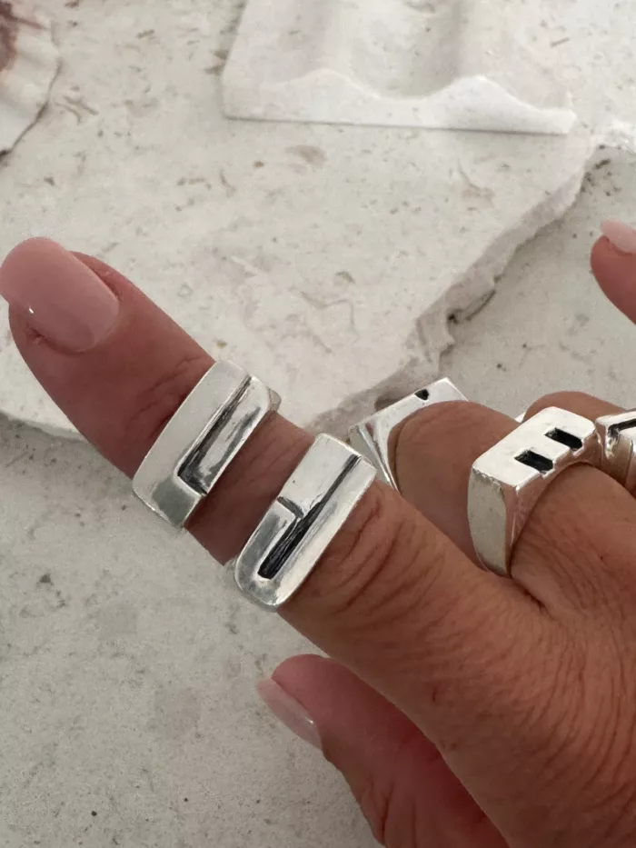 initial sterling silver signet ring