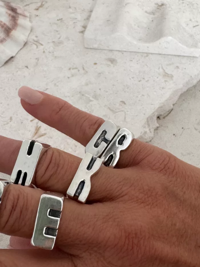 initial sterling silver signet ring