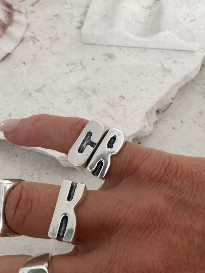 initial sterling silver signet ring