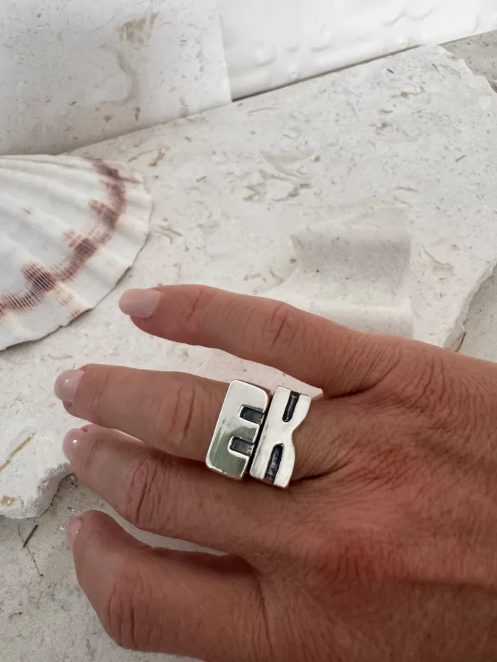 initial sterling silver signet ring
