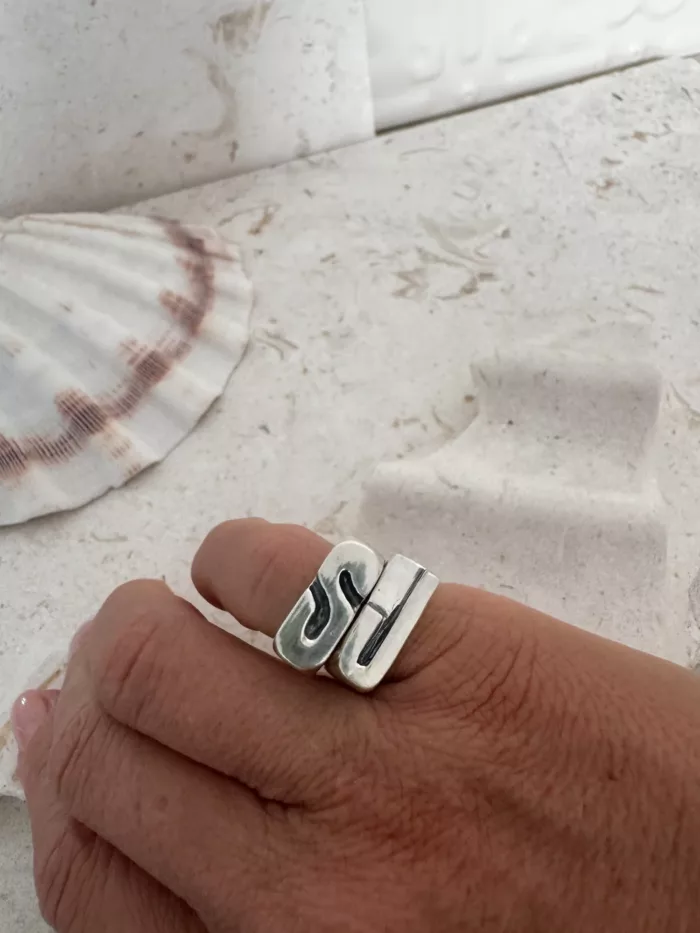 initial sterling silver signet ring