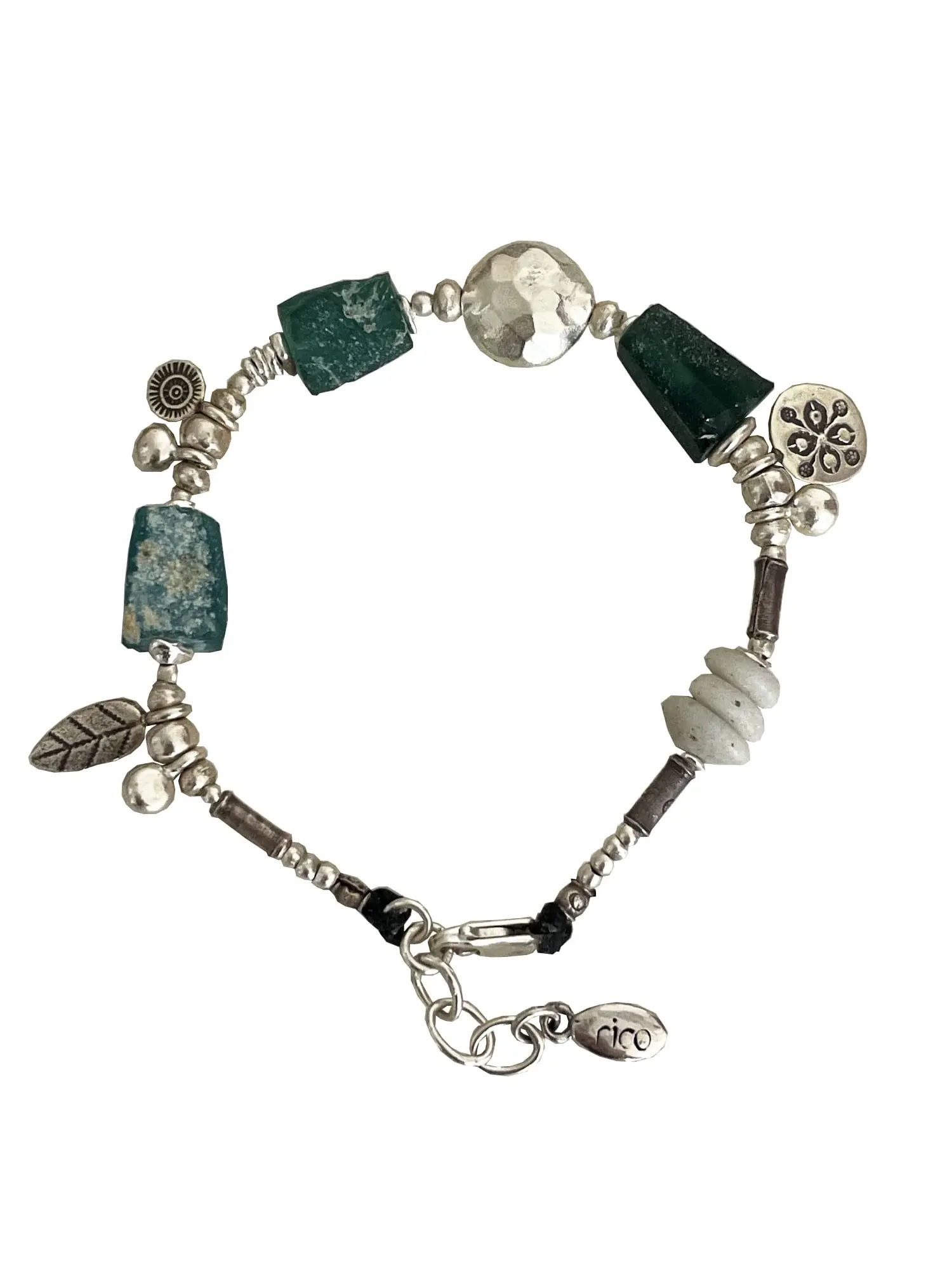 Handmade pure silver bracelet featuring ancient glass beads – ocean safe jewellery for everyday wear