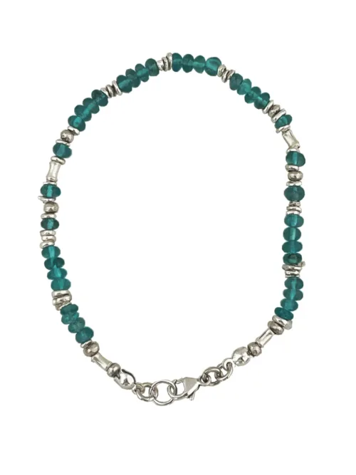 Handmade apatite gemstone bracelet with pure silver -hand made in Australia by Rico Designs Jewellery