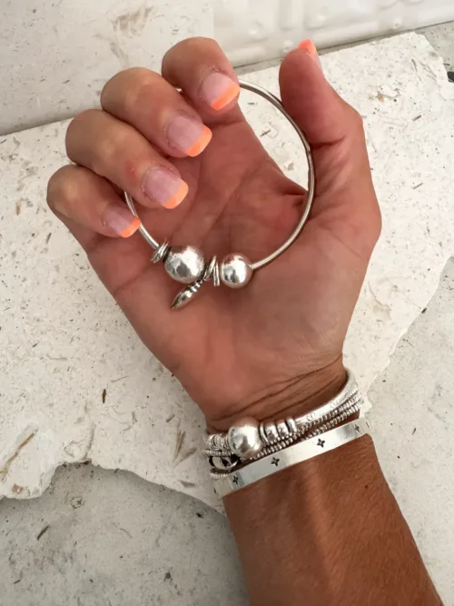 Handmade solid sterling silver cuff bracelet featuring - handmade in Australia by Rico Designs Jewellery