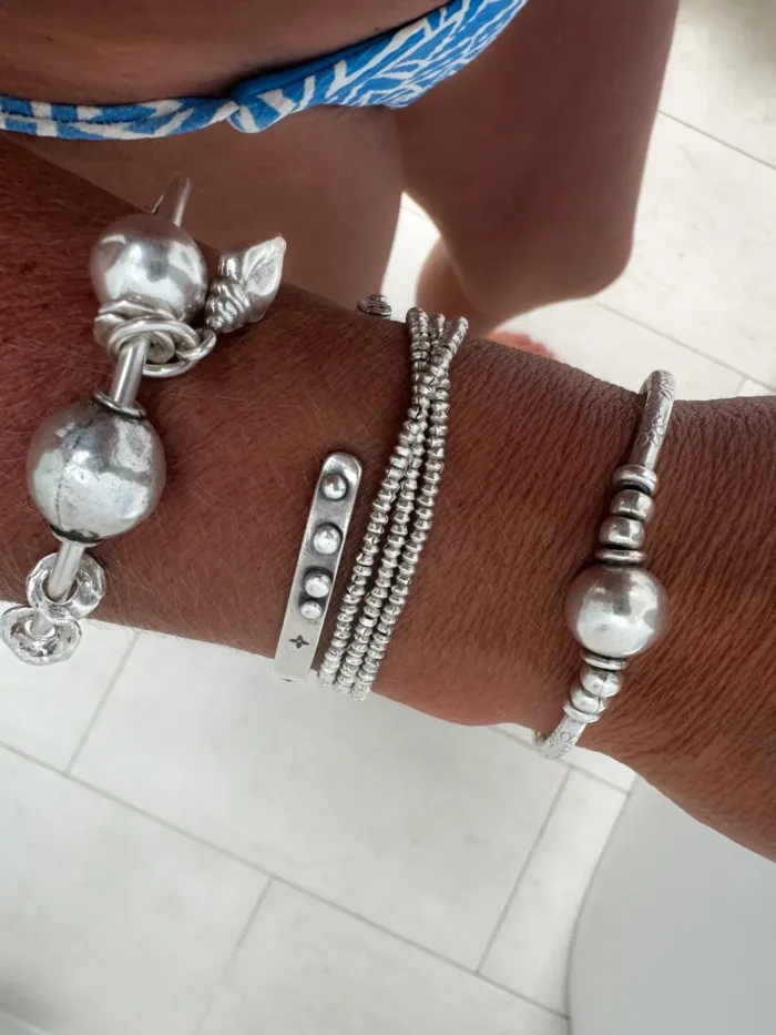 Handmade solid sterling silver cuff bracelet featuring - handmade in Australia by Rico Designs Jewellery