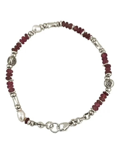 Handmade pink tourmaline gemstone bracelet with pure silver -hand made in Australia by Rico Designs Jewellery