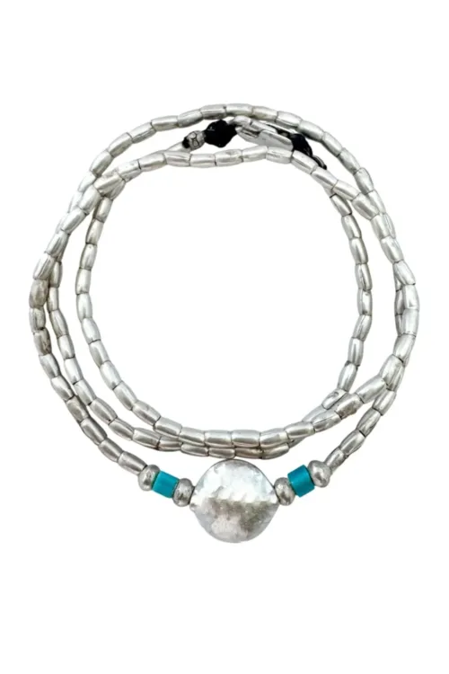 ocean inspired silver jewellery. Pure silver wrap bracelet minimal everyday style for a beach vibes look- water safe for everyday wear. 3 styles in 1