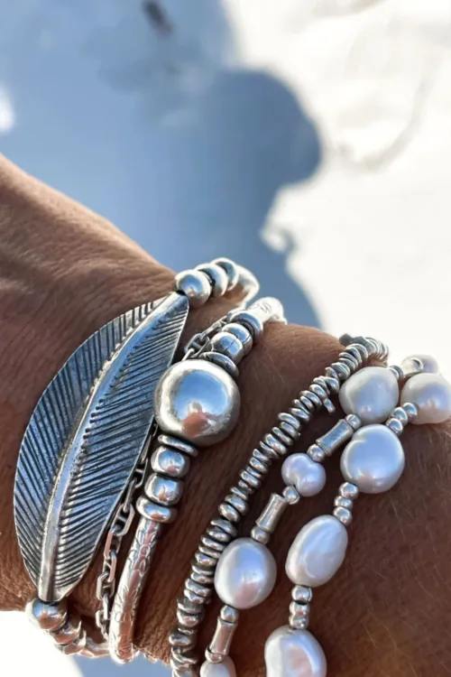 the perfect pure silver bracelet stack. Ocean safe bracelets that can be worn everyday. Handmade in Sydney, Australia.