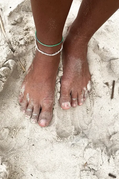 pure silver faceted chunky texture anklet. Chunky style and looks great worn solo or stacked with other anklets. Ocean safe for everyday wear.