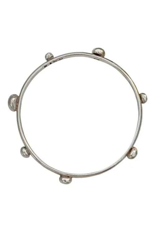 handmade sterling silver bangle with recycled silver blobs - ocean safe jewellery
