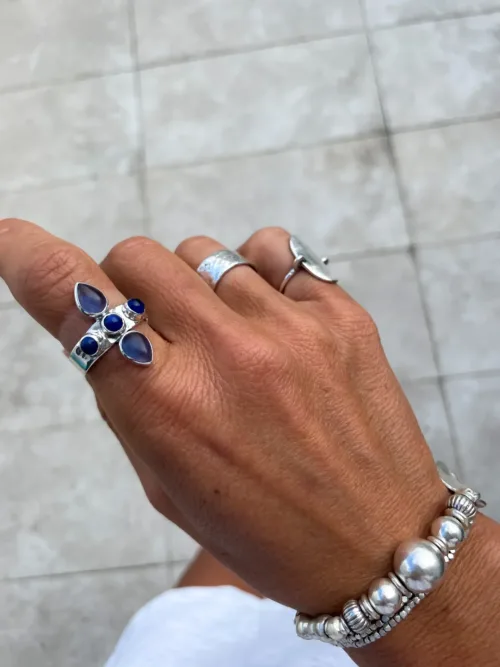 sterling silver ring with kyanite gemstone. Multistage ring. ocean safe