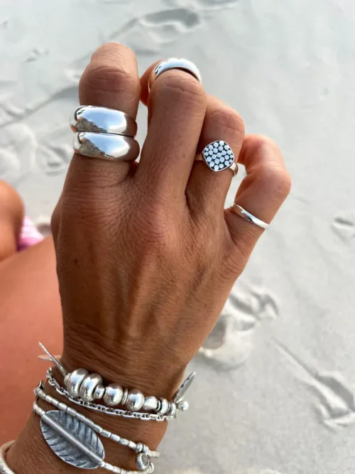 sterling silver ring. Chunky dome style silver ring. Ocean safe and great for a ring stack.