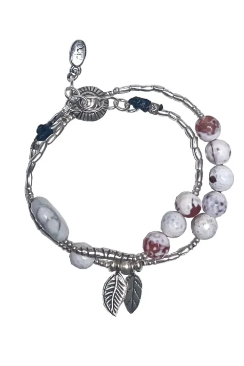 ocean inspired silver jewellery. Pure silver wrap bracelet with agate gemstone for a beach vibes look- water safe for everyday wear. double wrap bracelet