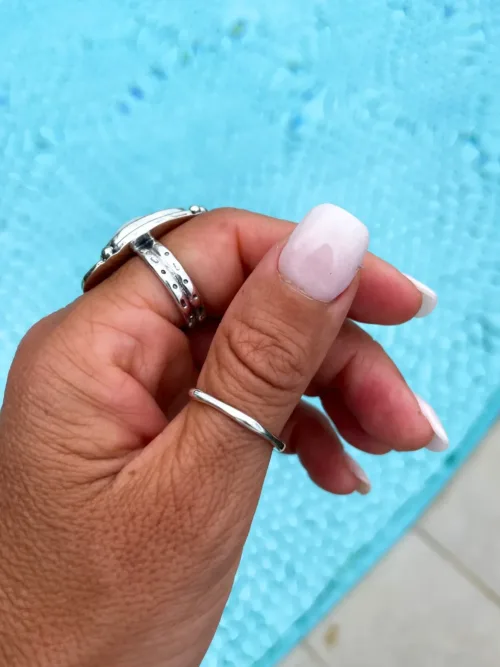 sterling silver organic shape stack ring. ocean safe