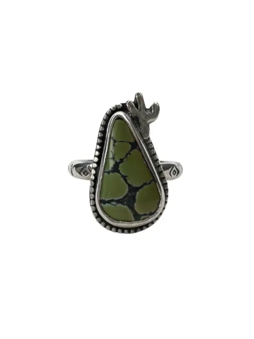 cactus sterling silver ring with authentic turquoise handmade silver ring