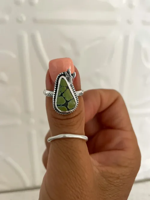cactus sterling silver ring with authentic turquoise handmade silver ring