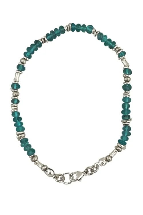 Handmade apatite gemstone bracelet with pure silver -hand made in Australia by Rico Designs Jewellery