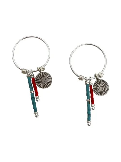 Handmade sterling silver hoop earrings with tassel– Add style to any outfit