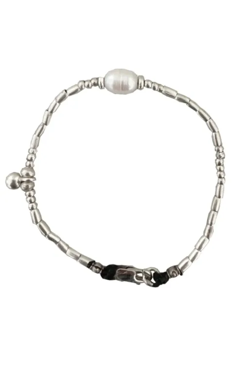 Handmade pure silver bracelet featuring freshwater pearl – ocean safe jewellery for everyday wear