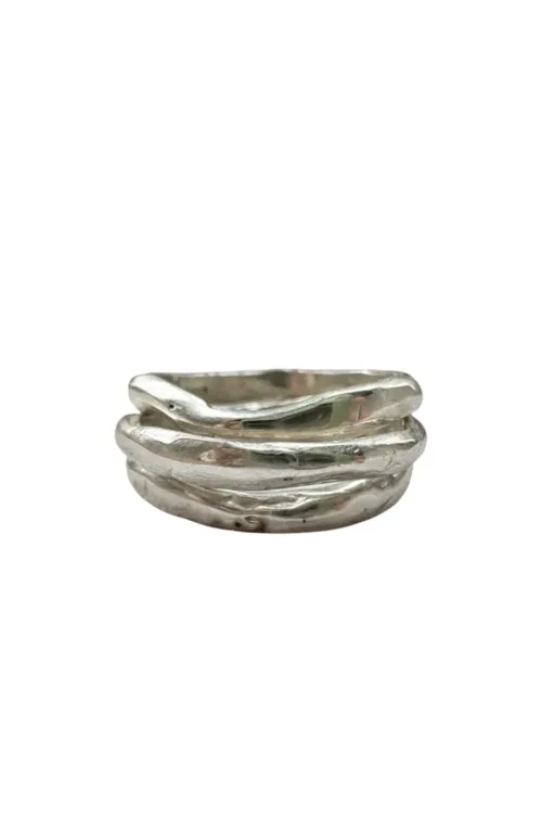 handmade organic texture sterling silver stack rings set of 3